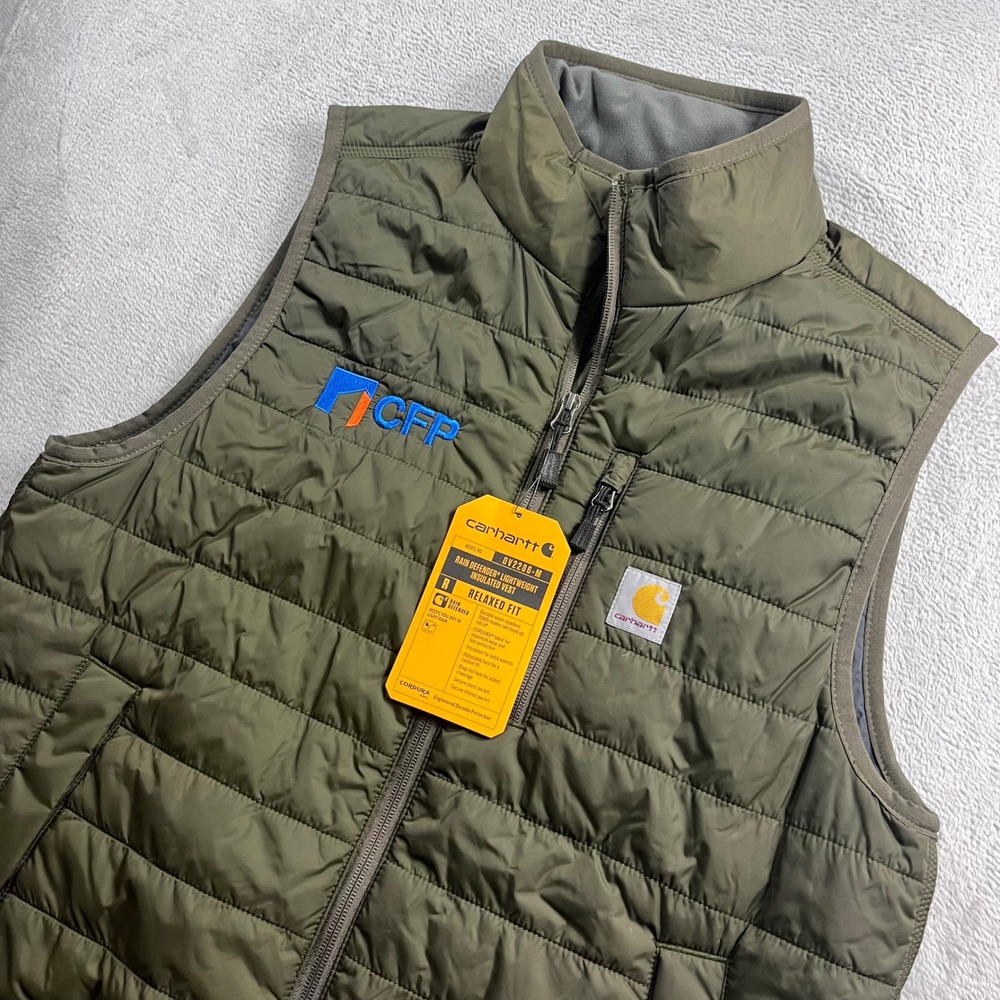 Carhartt Rain Defender Insulated Vest Mens Medium Moss Green OV2286-M CFP Logo